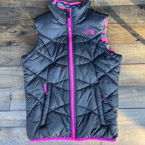 North Face girls reversible down vest